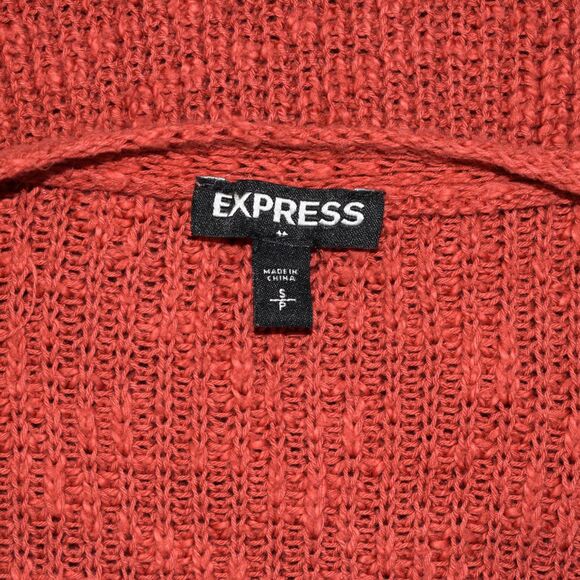 EXPRESS Women's %100 Cotton Long Sleeve Sweater Pullover Orange Size S - Picture 4 of 8